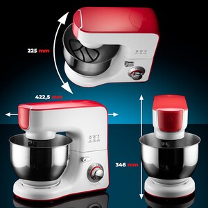 Mixer cu bol MYRIA MY4121, 5l, 1000W, 10 trepte viteza, alb-rosu Mixer cu bol MYRIA MY4121, 5l, 1000W, 10 trepte viteza, alb-rosu