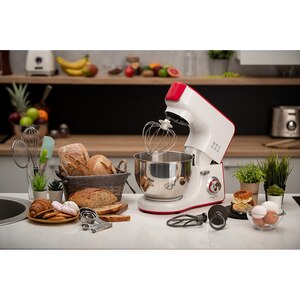 Mixer cu bol MYRIA MY4121, 5l, 1000W, 10 trepte viteza, alb-rosu Mixer cu bol MYRIA MY4121, 5l, 1000W, 10 trepte viteza, alb-rosu