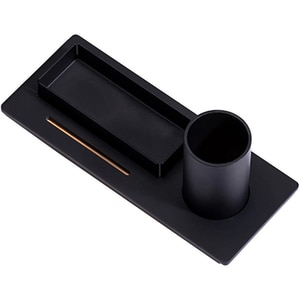 Suport accesorii birou SPIN Three, metal-lemn, negru Suport accesorii birou SPIN Three, metal-lemn, negru