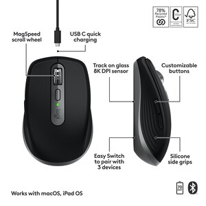 Mouse Bluetooth pentru Mac LOGITECH MX Anywhere 3S, 8000 dpi, negru Mouse Bluetooth pentru Mac LOGITECH MX Anywhere 3S, 8000 dpi, negru