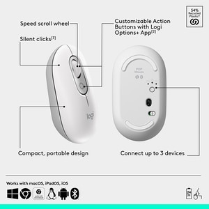 Mouse Wireless LOGITECH Pop Emoji, Dual Mode, Bluetooth, alb Mouse Wireless LOGITECH Pop Emoji, Dual Mode, Bluetooth, alb