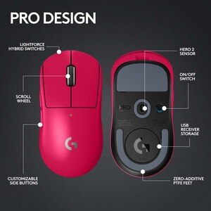 Mouse Gaming Wireless LOGITECH G PRO X SUPERLIGHT 2, 32000 dpi, Magenta Mouse Gaming Wireless LOGITECH G PRO X SUPERLIGHT 2, 32000 dpi, Magenta