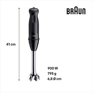 Mixer vertical BRAUN MQ30201M, 0.6l, 900W, 2 trepte viteza, negru Mixer vertical BRAUN MQ30201M, 0.6l, 900W, 2 trepte viteza, negru
