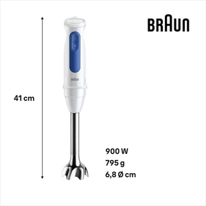 Mixer vertical BRAUN MQ30202M, 0.6l, 900W, 2 trepte viteza, alb-albastru Mixer vertical BRAUN MQ30202M, 0.6l, 900W, 2 trepte viteza, alb-albastru