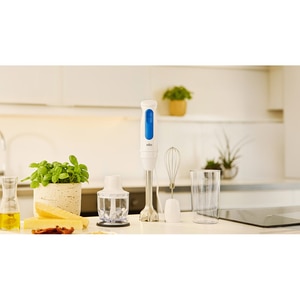 Mixer vertical BRAUN MQ30202M, 0.6l, 900W, 2 trepte viteza, alb-albastru Mixer vertical BRAUN MQ30202M, 0.6l, 900W, 2 trepte viteza, alb-albastru