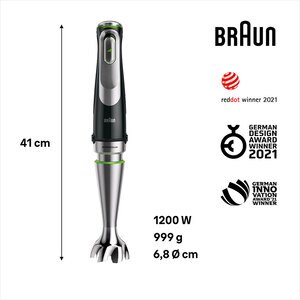 Mixer vertical BRAUN MQ9135XI, 0.6l, 1200W, viteza variabila, argintiu-negru Mixer vertical BRAUN MQ9135XI, 0.6l, 1200W, viteza variabila, argintiu-negru