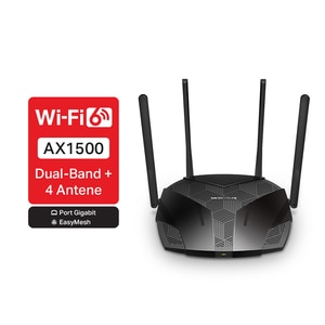 Router Wireless Gigabit MERCUSYS MR1500X, WI-Fi 6, Dual-Band 300 + 1201 Mbps, negru Router Wireless Gigabit MERCUSYS MR1500X, WI-Fi 6, Dual-Band 300 + 1201 Mbps, negru