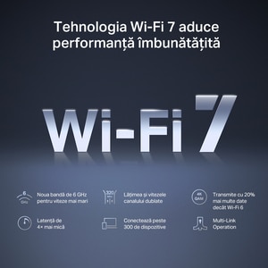 Router Wireless Gigabit MERCUSYS MR47BE BE9300, WI-Fi 7, Tri Band 574 + 2880 + 5760 Mbps, negru Router Wireless Gigabit MERCUSYS MR47BE BE9300, WI-Fi 7, Tri Band 574 + 2880 + 5760 Mbps, negru