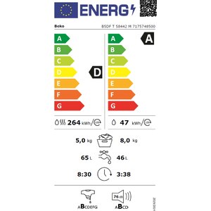 Masina de spalat rufe frontala cu uscator BEKO B5DFT58442M, SteamCure, 8/5 kg, 1400rpm, Clasa A/D, gri inchis Masina de spalat rufe frontala cu uscator BEKO B5DFT58442M, SteamCure, 8/5 kg, 1400rpm, Clasa A/D, gri inchis