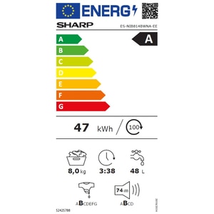 Masina de spalat rufe incorporabila SHARP ES-NIB814BWNA-EE, Steam+, AllergySmart, 8 kg, 1400rpm, Clasa A, alb Masina de spalat rufe incorporabila SHARP ES-NIB814BWNA-EE, Steam+, AllergySmart, 8 kg, 1400rpm, Clasa A, alb