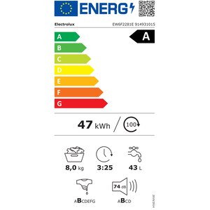 Masina de spalat rufe frontala ELECTROLUX EW6F2281E, 8 kg, 1200rpm, Clasa A, alb Masina de spalat rufe frontala ELECTROLUX EW6F2281E, 8 kg, 1200rpm, Clasa A, alb
