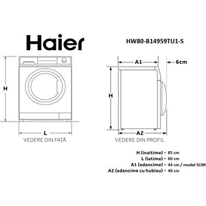 Masina de spalat rufe frontala slim HAIER HW80-B14959TU1-S, 8 kg, 1400rpm, Clasa A, alb Masina de spalat rufe frontala slim HAIER HW80-B14959TU1-S, 8 kg, 1400rpm, Clasa A, alb