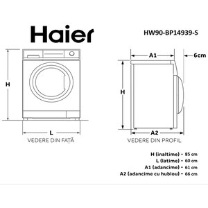 Masina de spalat rufe frontala HAIER HW90-BP14939-S, Steam, 9 kg, 1400rpm, Clasa A, alb Masina de spalat rufe frontala HAIER HW90-BP14939-S, Steam, 9 kg, 1400rpm, Clasa A, alb