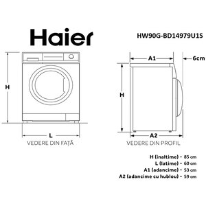 Masina de spalat rufe frontala HAIER HW90G-BD14979, Steam, 9 kg, 1400rpm, Clasa A, alb Masina de spalat rufe frontala HAIER HW90G-BD14979, Steam, 9 kg, 1400rpm, Clasa A, alb