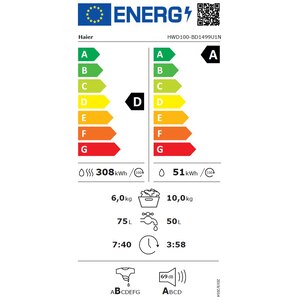 Masina de spalat rufe frontala slim cu uscator HAIER HWD100-BD149U1N, Wi-Fi, 10/6 kg, 1400rpm, Clasa A/D, alb Masina de spalat rufe frontala slim cu uscator HAIER HWD100-BD149U1N, Wi-Fi, 10/6 kg, 1400rpm, Clasa A/D, alb
