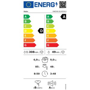 Masina de spalat frontala cu uscator HAIER HWD90-B14959U1-S, iRefresh, 9/6 kg, 1400rpm, Clasa A/D, alb Masina de spalat frontala cu uscator HAIER HWD90-B14959U1-S, iRefresh, 9/6 kg, 1400rpm, Clasa A/D, alb