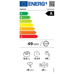Masina de spalat rufe frontala GORENJE WNEI94ADS, 9 kg, 1400rpm, Clasa A, alb Masina de spalat rufe frontala GORENJE WNEI94ADS, 9 kg, 1400rpm, Clasa A, alb