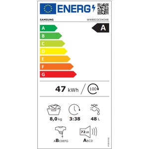 Masina de spalat rufe frontala SAMSUNG WW80CGC04DABLE, AI Control, Eco Bubble, 8 kg, 1400rpm, Clasa A, negru Masina de spalat rufe frontala SAMSUNG WW80CGC04DABLE, AI Control, Eco Bubble, 8 kg, 1400rpm, Clasa A, negru