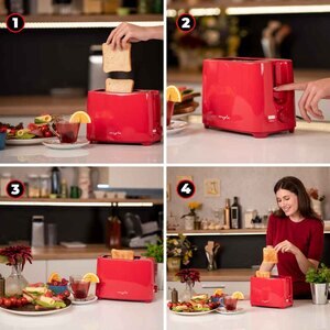 Prajitor de paine MYRIA MY4016, 2 felii, 700W, rosu Prajitor de paine MYRIA MY4016, 2 felii, 700W, rosu