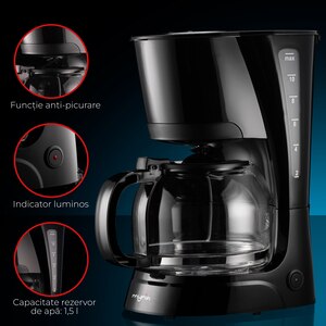 Cafetiera MYRIA MY4117, 1.5l, 750W, 12 cesti, negru Cafetiera MYRIA MY4117, 1.5l, 750W, 12 cesti, negru