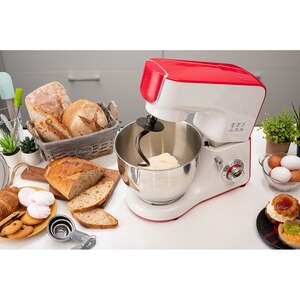 Mixer cu bol MYRIA MY4121, 5l, 1000W, 10 trepte viteza, alb-rosu Mixer cu bol MYRIA MY4121, 5l, 1000W, 10 trepte viteza, alb-rosu