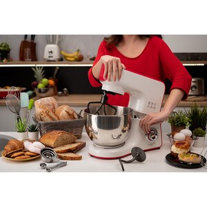Mixer cu bol MYRIA MY4121, 5l, 1000W, 10 trepte viteza, alb-rosu Mixer cu bol MYRIA MY4121, 5l, 1000W, 10 trepte viteza, alb-rosu