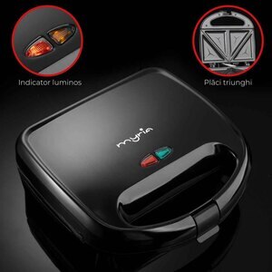 Sandwich maker MYRIA MY4469BK, 750W, negru Sandwich maker MYRIA MY4469BK, 750W, negru