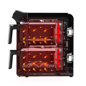 Friteuza cu aer cald dubla MYRIA MY4714, 11l, 2460W, negru Friteuza cu aer cald dubla MYRIA MY4714, 11l, 2460W, negru