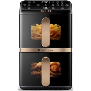 Friteuza cu aer cald dubla PHILIPS Seria 4000 NA462/70, 10l, 2750W, negru-auriu Friteuza cu aer cald dubla PHILIPS Seria 4000 NA462/70, 10l, 2750W, negru-auriu