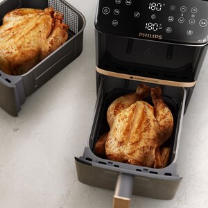 Friteuza cu aer cald dubla PHILIPS Seria 4000 NA462/70, 10l, 2750W, negru-auriu Friteuza cu aer cald dubla PHILIPS Seria 4000 NA462/70, 10l, 2750W, negru-auriu