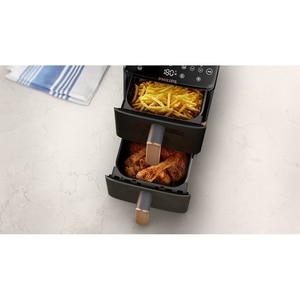 Friteuza cu aer cald dubla PHILIPS Seria 4000 NA462/70, 10l, 2750W, negru-auriu Friteuza cu aer cald dubla PHILIPS Seria 4000 NA462/70, 10l, 2750W, negru-auriu