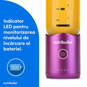 Blender portabil NUTRIBULLET Flex NBP013VT, 0.59l, 1 treapta viteza, USB-C, mov Blender portabil NUTRIBULLET Flex NBP013VT, 0.59l, 1 treapta viteza, USB-C, mov