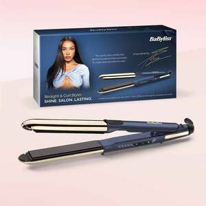Placa de indreptat parul BABYLISS 2in1 Straight&Curl ST483ROE empowered by Stefania, 235 grade, invelis ceramic, albastru Placa de indreptat parul BABYLISS 2in1 Straight&Curl ST483ROE empowered by Stefania, 235 grade, invelis ceramic, albastru