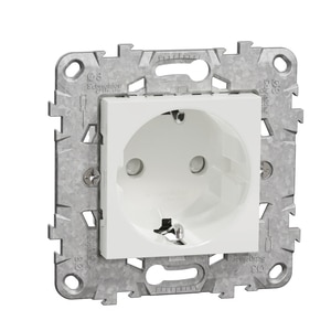 Priza SCHNEIDER Noua Unica NU503718Z, 2P+E 16A, IP20, Obturatoare, Suport fixare si gheare, alb Priza SCHNEIDER Noua Unica NU503718Z, 2P+E 16A, IP20, Obturatoare, Suport fixare si gheare, alb
