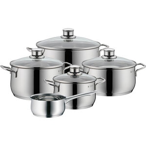 Set vase WMF Diadem Plus 733556040, 5 piese, 16-24cm, 1.5-6.5l, inox argintiu Set vase WMF Diadem Plus 733556040, 5 piese, 16-24cm, 1.5-6.5l, inox argintiu