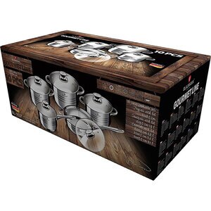 Set vase BLAUMANN BL-1637, 10 piese, 16-24cm, 1.9-5l, inox, argintiu Set vase BLAUMANN BL-1637, 10 piese, 16-24cm, 1.9-5l, inox, argintiu