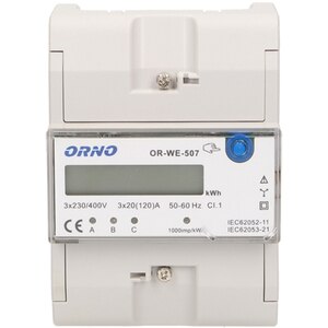 Contor trifazat ORNO OR-WE-507, 120A, 230V, IP20, alb Contor trifazat ORNO OR-WE-507, 120A, 230V, IP20, alb