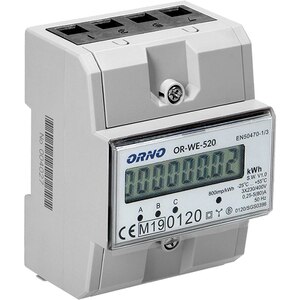 Contor trifazat ORNO OR-WE-520, 80A, 230V, IP20, alb Contor trifazat ORNO OR-WE-520, 80A, 230V, IP20, alb