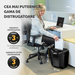Distrugator documente manual FELLOWES Powershred LX25, 6 coli, 11.5l, Cross-Cut, negru Distrugator documente manual FELLOWES Powershred LX25, 6 coli, 11.5l, Cross-Cut, negru