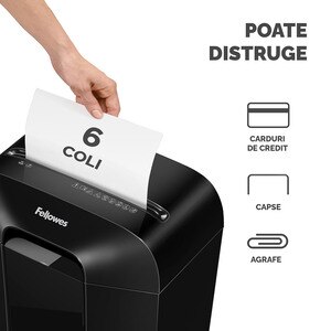 Distrugator documente manual FELLOWES Powershred LX25M, 6 coli, 11.5l Micro-Cut, negru Distrugator documente manual FELLOWES Powershred LX25M, 6 coli, 11.5l Micro-Cut, negru