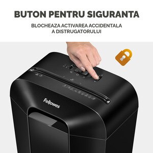 Distrugator documente manual FELLOWES LX45, 8 coli, 17l, Cross-Cut, negru Distrugator documente manual FELLOWES LX45, 8 coli, 17l, Cross-Cut, negru
