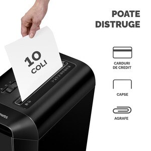 Distrugator documente manual FELLOWES LX65, 10 coli, 22l, Cross-Cut, negru Distrugator documente manual FELLOWES LX65, 10 coli, 22l, Cross-Cut, negru