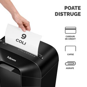 Distrugator documente manual FELLOWES Powershred LX50, 9 coli, 17l, Cross-Cut, negru Distrugator documente manual FELLOWES Powershred LX50, 9 coli, 17l, Cross-Cut, negru