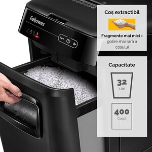 Distrugator documente automat FELLOWES 200M, 200 coli, 32l, Micro-Cut, negru Distrugator documente automat FELLOWES 200M, 200 coli, 32l, Micro-Cut, negru