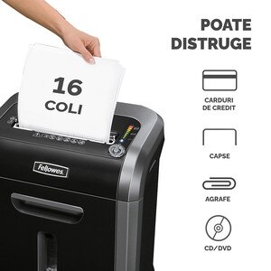 Distrugator documente manual FELLOWES 79Ci, 14 coli, 23l, Cross-Cut, negru-argintiu Distrugator documente manual FELLOWES 79Ci, 14 coli, 23l, Cross-Cut, negru-argintiu