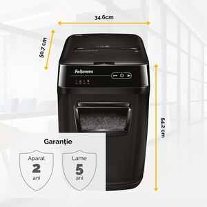 Distrugator documente automat FELLOWES AutoMax 150C, 150 coli, 32l, Cross-Cut, negru Distrugator documente automat FELLOWES AutoMax 150C, 150 coli, 32l, Cross-Cut, negru