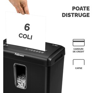 Distrugator documente manual FELLOWES P-30C, 6 coli, 15l, Cross-cut, negru Distrugator documente manual FELLOWES P-30C, 6 coli, 15l, Cross-cut, negru