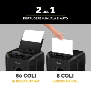Distrugator documente FELLOWES Automax 80M, 80 coli, 17l, Micro-Cut, negru Distrugator documente FELLOWES Automax 80M, 80 coli, 17l, Micro-Cut, negru