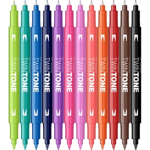 Set markere TOMBOW TwinTone, 0.3-0.8 mm, 36 culori Set markere TOMBOW TwinTone, 0.3-0.8 mm, 36 culori