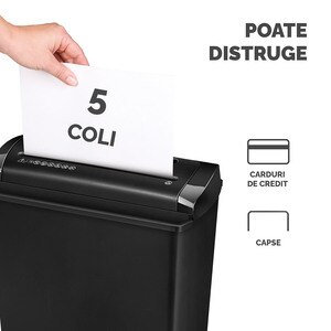 Distrugator documente manual FELLOWES Powershred P-25S, 5 coli, 11l, Strip-Cut, negru Distrugator documente manual FELLOWES Powershred P-25S, 5 coli, 11l, Strip-Cut, negru